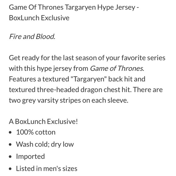 GAME OF THRONES TARGARYEN HYPE JERSEY! UNISEX FRONT & BACK DESIGN LONG SLEEVE - Picture 5 of 5